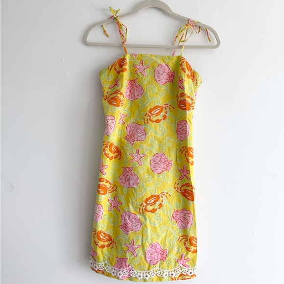 Lilly Pulitzer Dresses & Skirts - Lilly Pulitzer Yellow & Pink Sunrise Sandbar Seashell Print Sundress